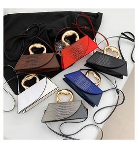 Detailed collection of stone pattern trapezoid bags with artistic gold liquid metal handles