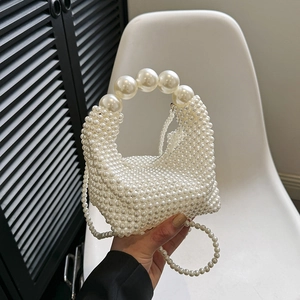Mini Kunstperlen Handtasche Elegante Künstliche Perlen Umhängetasche Mit Großem Künstliche Perlen Griff Und Kette Für Damen