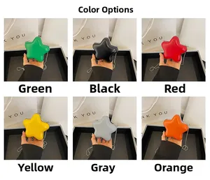 Détails de mini sacs étoiles en six couleurs avec chaîne métallique et finition brillante