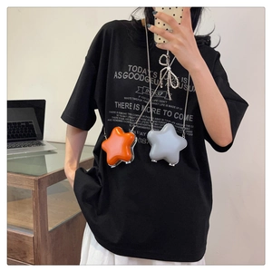 Mini sacs en forme d'étoile orange et gris avec bandoulière en chaîne métal