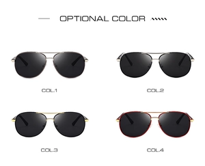 Classic polarized aviator sunglasses in four color frame options with dark lenses