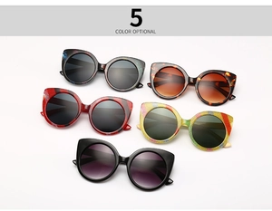 Detailed view of five color options for rainbow striped and glitter square sunglasses