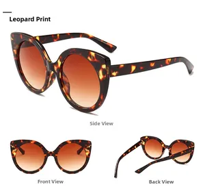 Primer plano de montura con estampado de leopardo y lentes de color marrón degradado