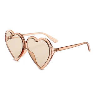 Modische herzförmige Champagner-Sonnenbrille für Damen mit transparenten Ozean-Gläsern