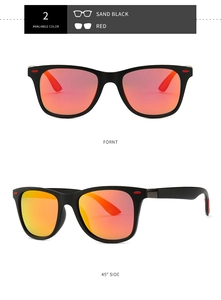 Classic sand black aviator sunglasses with red polarized reflective lenses and silver accents