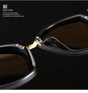 Detail of integrated silicone nose pads on classic black TR sunglasses for comfort
