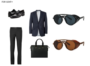 Steampunk sunglasses shown with a business suit and leather briefcase for men