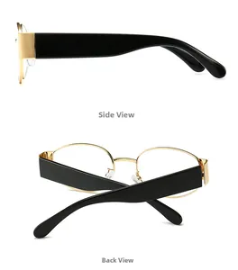 Detailansicht der Seite und Rückseite der goldenen Steampunk-Sonnenbrille aus Metall