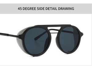 Steampunk sunglasses with side shields and double bridge in a 45-degree side view