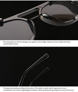 Detail showing silicone nose pads and ergonomic temples of steampunk sunglasses