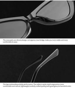 Detail of ergonomic silicone nose pads and anti-slip temples on black sunglasses