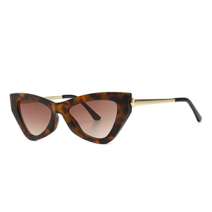 Modern cat-eye sunglasses featuring tortoiseshell frames and gold metal temples