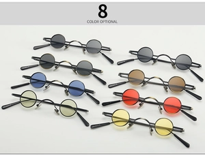 Steampunk mini round sunglasses collection with 8 optional lens colors and metal frames