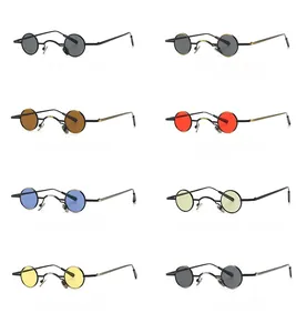 Steampunk round sunglasses collection in eight metallic frames and colorful lens colors