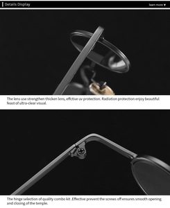 Macro view of steampunk sunglasses showing UV protection lenses and reinforced hinge