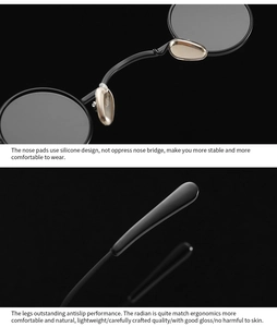 Detail of comfortable silicone nose pads and ergonomic temple tips of steampunk sunglasses