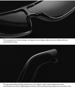 Detail of ergonomic silicone nose pads and non-slip temple tips for oversized black sunglasses