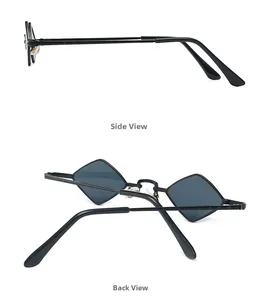 Macro side and back view showing fine metal nose pads and sleek geometric sunglass frame