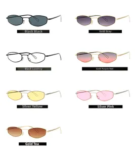 Collection de lunettes de soleil hexagonales en métal en sept couleurs avec chaîne