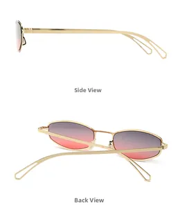 Détails de la monture en métal doré et des verres dégradés des lunettes de soleil rondes