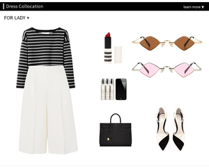 Flat lay lookbook of striped long sleeve top with retro metal frame sunglasses