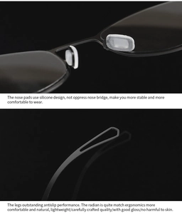 Détail des plaquettes de nez en silicone et des branches métalliques antidérapantes