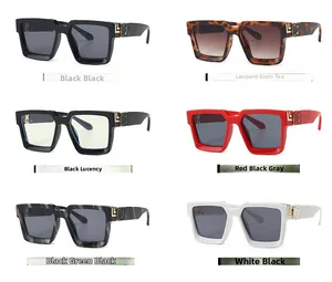 Vue détaillée de lunettes de soleil carrées avec rivets en L en six couleurs élégantes