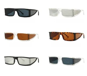 Selection of retro rectangular wide temple sunglasses in six assorted frame and lens colors
