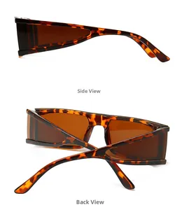 Side and back view of square tortoiseshell sunglasses with brown translucent lenses