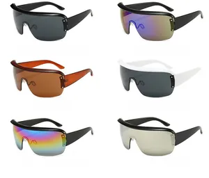 Six color options for stylish oversized shield sunglasses with wrap-around frames