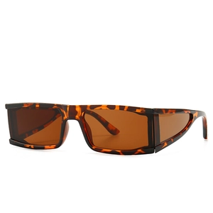 Classic rectangle tortoiseshell sunglasses with dark brown lenses and side-lens detail