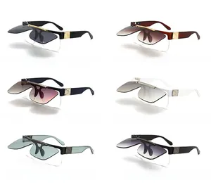 Steampunk flip-up sunglasses showcase featuring six vintage metal frame color combinations