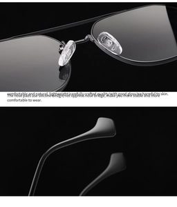 Detail of premium silicone nose pads and matte black metal temples for comfortable wear