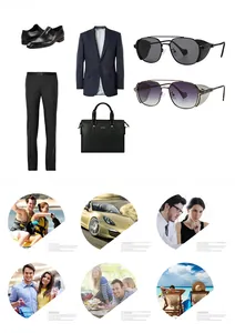 Modern punk sunglasses shown in six lifestyle scenes including driving and business travel