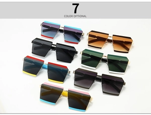 Detailed array of modern geometric oversized sunglasses in seven diverse gradient colorways
