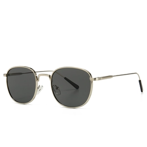 Classic round metal sunglasses with gold frames and dark lenses for a retro fashion look