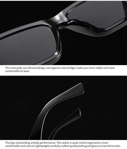 Detailed view of comfortable silicone nose pads and ergonomic temples of black sunglasses