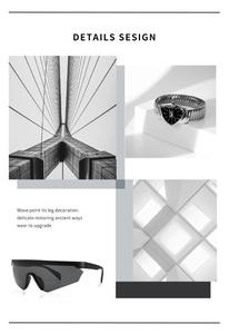 Detail view of retro futuristic triangular watch and polarized one-piece sports sunglasses
