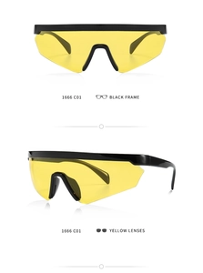 Detail view of TR polarized sunglasses with black frame and yellow lenses, model 1666