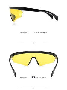 Side and rear view of TR polarized sunglasses with yellow lenses and black frame 1666