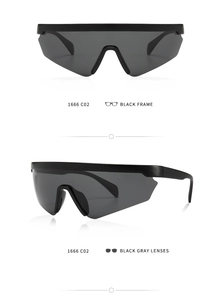 Macro view of model 1666 C02 polarized shield sunglasses with black frame and gray lenses