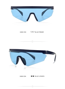 Front and 45-degree side views of blue TR polarized sports sunglasses for men model 1666
