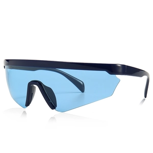 Men's TR polarized one-piece sports sunglasses with blue lens and wide frame design