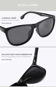 Detail view of durable metal hinges and matte black frame on square polarized sunglasses