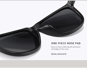 Detail of integrated nose pads on black matte polarized sunglasses for comfort