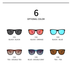 Matrix showing six diverse color options for classic square polarized men sunglasses
