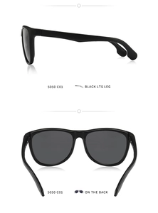 Detail view of matte black TR90 polarized sunglasses showing the anti-slip temple texture