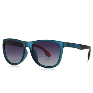 Classic square polarized sunglasses in matte teal frame with gradient lenses for men