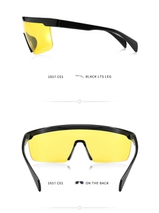 Detail view of TR polarized sunglasses 1657 C01 with yellow lens and black frame