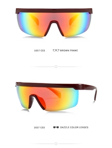 Front and side view of brown TR polarized sports sunglasses with colorful gradient lenses